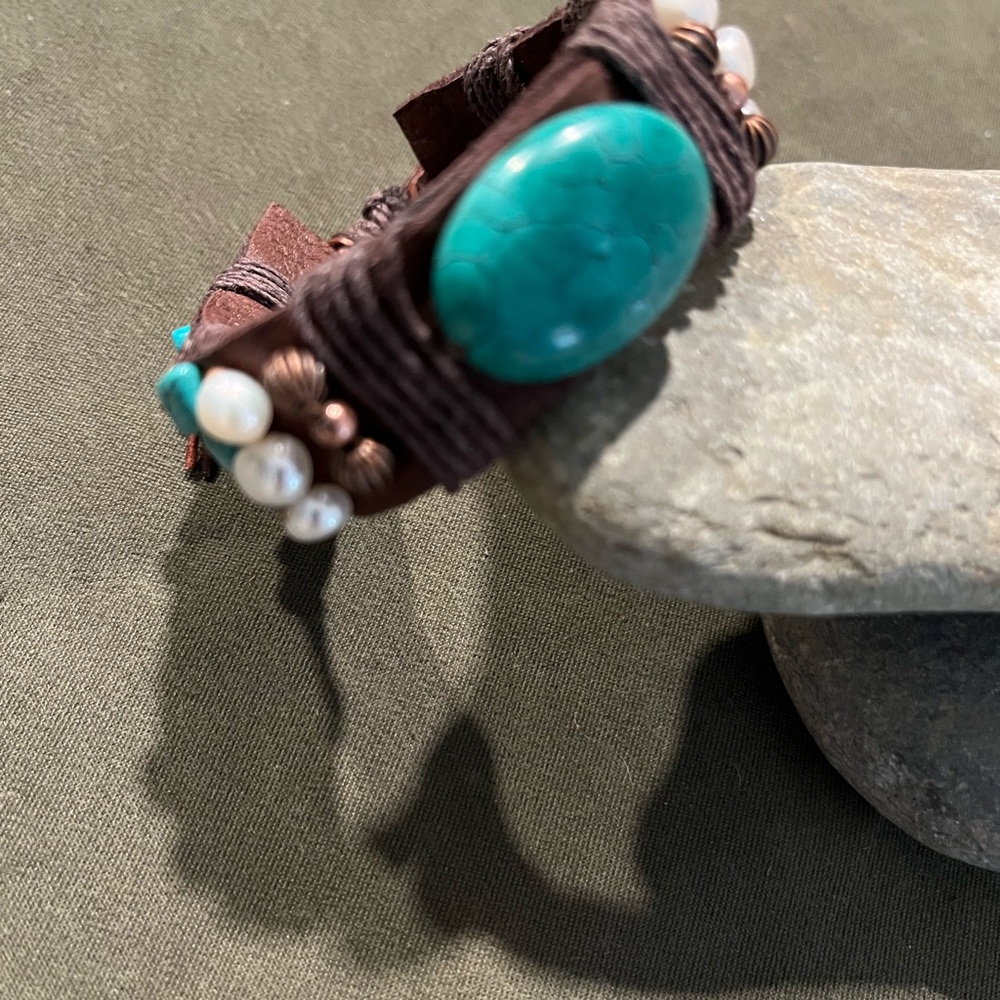 Leather cuff adjustable bracelet